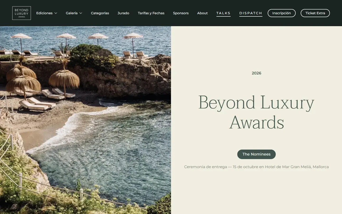 Página de inicio de Beyond Luxury Awards